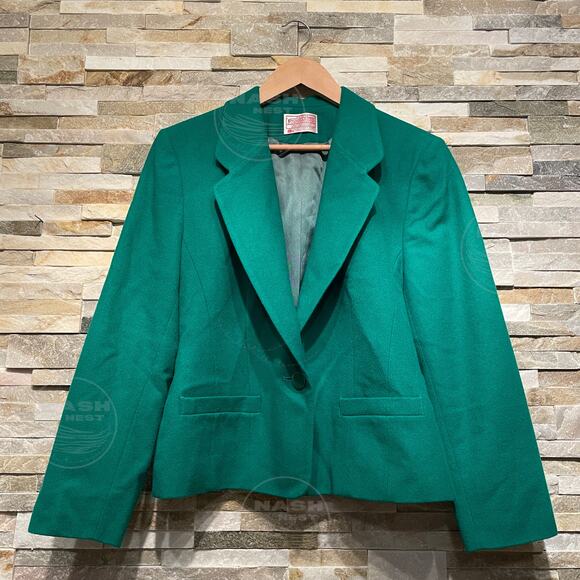 Vintage Pendleton Wool Blazer | Emerald Green, Made in USA, Collectible Rare - Picture 4 of 11